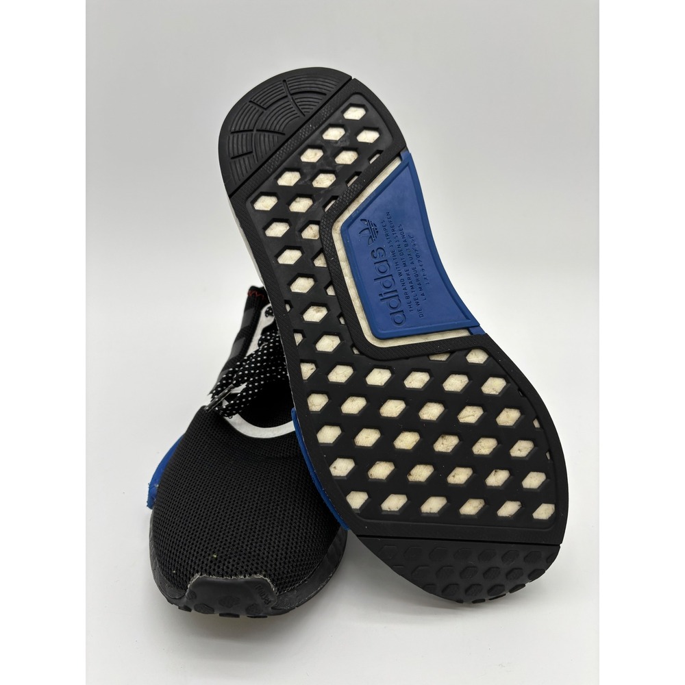 Adidas NMD R1 Mens 8.5 Womens 10 Black White Blue Logo Print Sneakers FX6794 - Picture 8 of 8